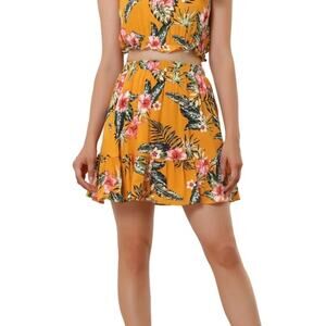 Allegra K Women's Floral‎ Tropical Flowy Midi Skirt - Size Large
